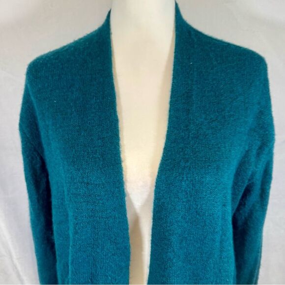 Caslon super soft teal green wool and mohair blend cardigan sweater size small - Picture 3 of 7